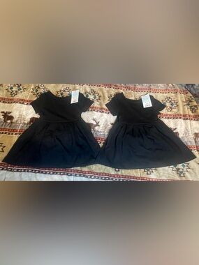 Girls' Black Short-Sleeve Skater Dress